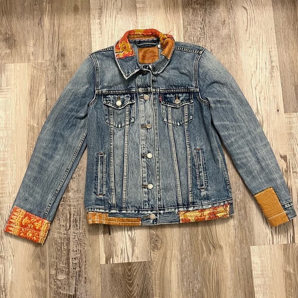 Levi’s Patchwork Denim Jacket Womens Small - image 1